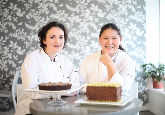Cadeaux Bakery owners Slavita Johnson (left) and Eleanor Chow Waterfall whip up decadent delights in the Downtown Eastside.