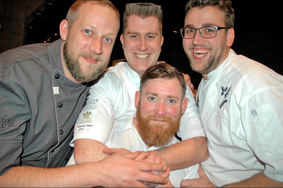 Bauhaus Restaurant’s Stefan Hartmann, Ayden Kitchen’s Nathan Guggenheimer and the Pointe Restaurant’s Warren Barr and Brendan Foell headlined the fundraising dinner that featured recipes from the Inspired Cooking cookbook.