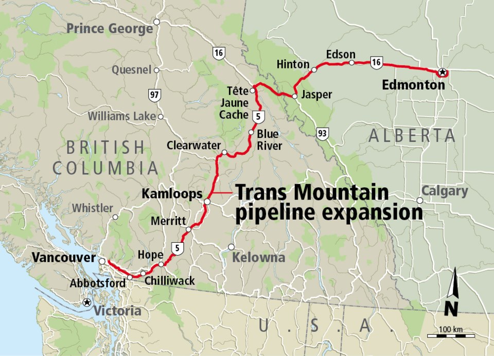 Trans Mountain pipeline expansion map