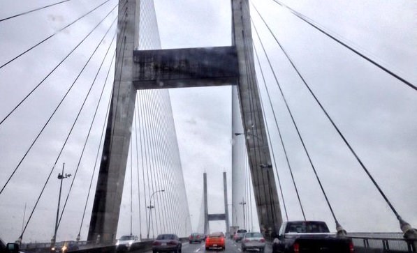 Ice bombs falling from the Alex Fraser Bridge damaged cars this winter. Image credit: Twitter