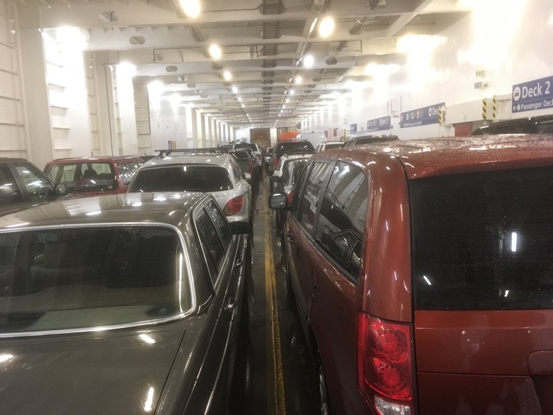 photo - lower car deck on ferry Coastal Celebration