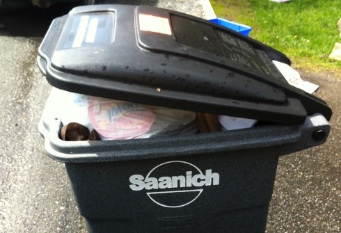Overfilled Saanich garbage bin