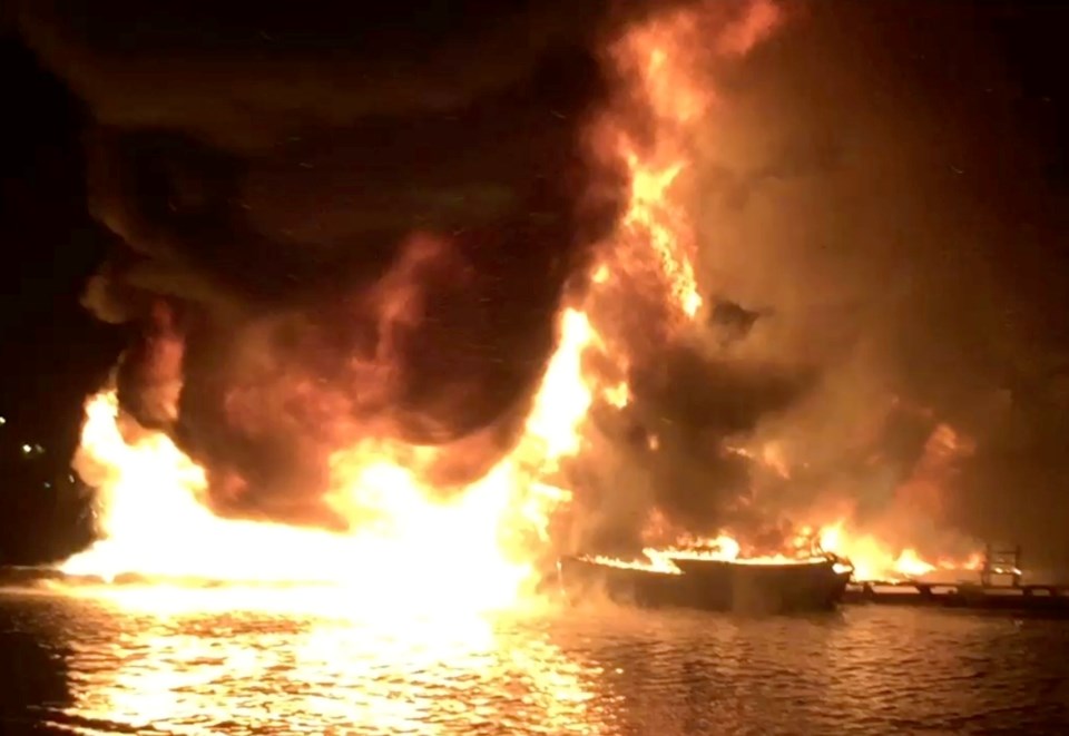 photo - Ladysmith marina houseboat fire