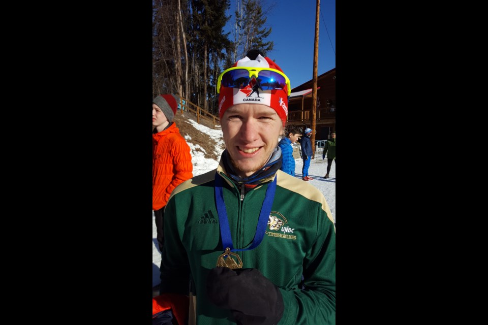 Arthur Roots, 23, captured gold in the Teck B.C. Cup cross-country open men's 15-kilometre mass start race Sunday. The Caledonia club member also won the sprint event Saturday.