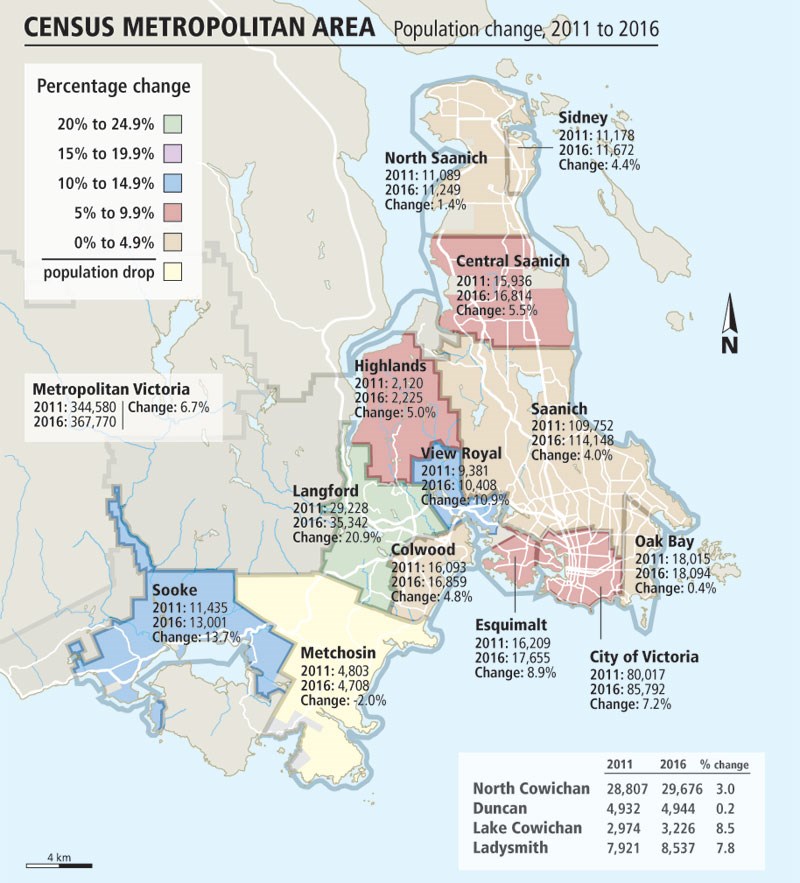 map - population for Victoria Census Metropolitan Area