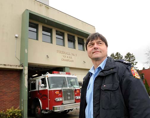 Captain Mike Rosyshuk outside No. 5 Firehall in Killarney, which is slated for demolition and will be replaced with a new fire station constructed to LEED gold standards of sustainability.
