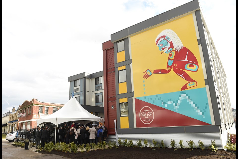 The city’s first modular housing complex will open to tenants in the next few weeks. The $3 million project was built with the financial assistance of the late Jimmy Chow, whose family donated more than $1 million. Photo Dan Toulgoet