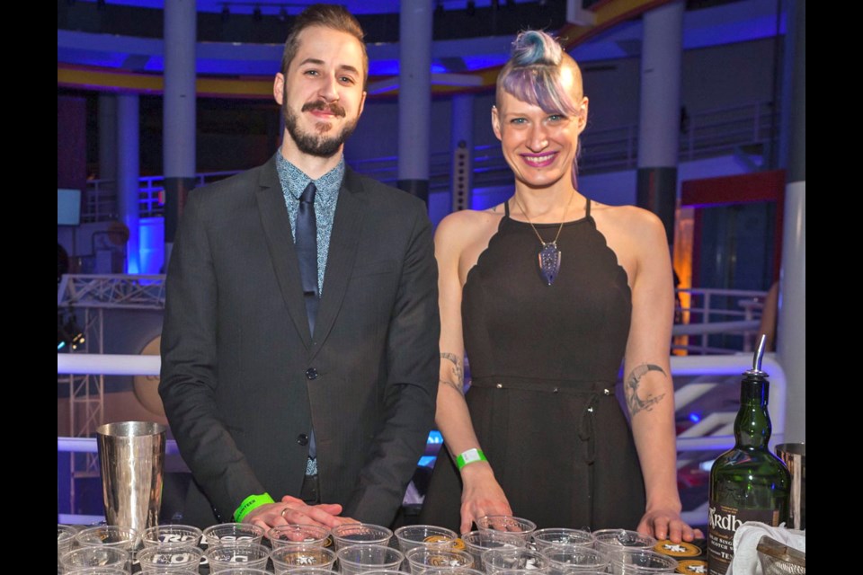 Cam Brown, assistant bar manager at Kelowna’s Cactus Club, and Kristi-Leigh Akister, bar manager at the Union, prepared bespoke cocktails for 1,500 guests who convened at Science World for the second annual Science of Cocktails fundraising event.