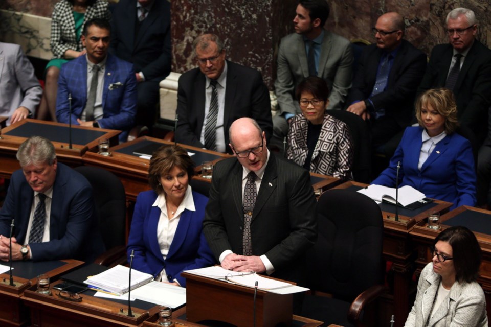 Feb. 21, 2017 — B.C. Finance Minister Michael de Jong, at the legislature, delivers a speech about the province's budget
