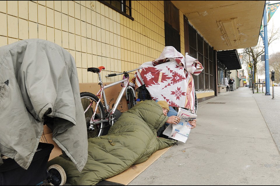 The region’s mayors have called on the provincial government to respond to the growing number of homeless people in Metro Vancouver. More than 70 homeless camps have been set up in Metro Vancouver, with 4,000 people in need of home. The region will conduct a homeless count next week. Photo Dan Toulgoet