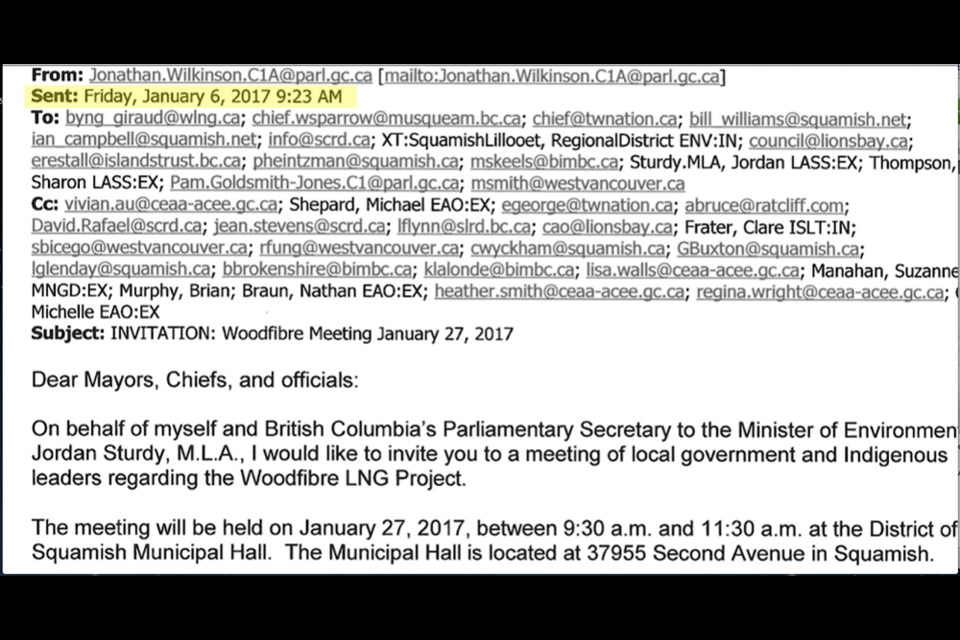 The FOI'd email showing date meeting location was known, though The Chief was told Jan. 13 the location was not known.