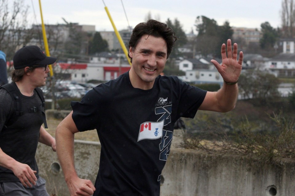 Prime Minister Justin Trudeau enjoys a morning run with members of the Canadian Forces at CFB Esquimalt.