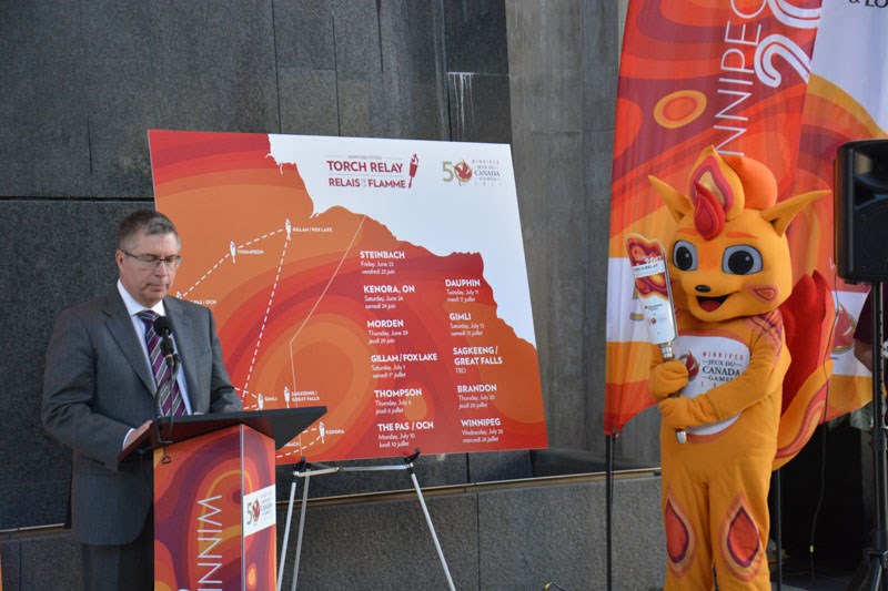 Manitoba Hydro CEO Kelvin Shepherd at the announcement of the 2017 Canada Summer Games torch relay r