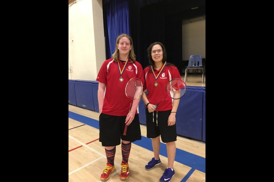 Murphy Krentz and Alyssa Campbell won the senior mixed doubles event at the Margaret Barbour invitational badminton tournament in The Pas April 7-8.