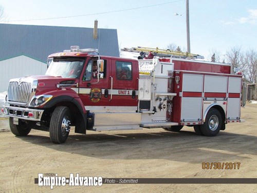 Miniota’s new fire truck arrived on March 30, and fought its first fire this week. Photos/Submitted