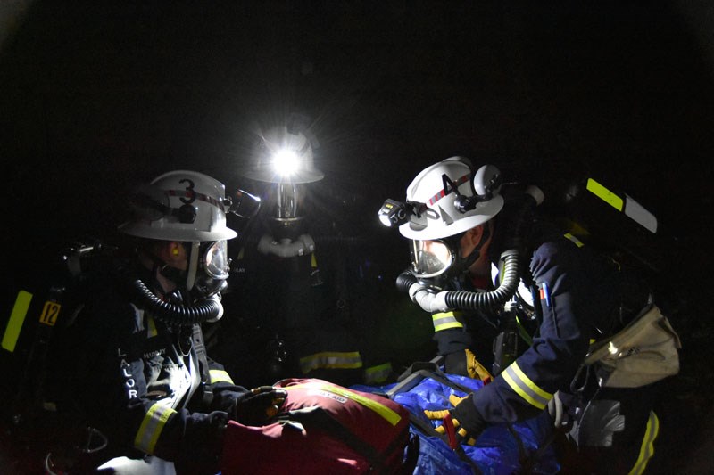 Members of the Snow Lake Mine Rescue Team during the recent Provincial Mine Rescue Competition under