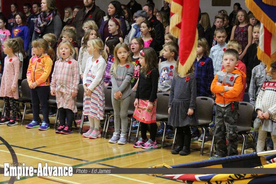Elkhorn youngsters perform at Remembrance Day service in the school.