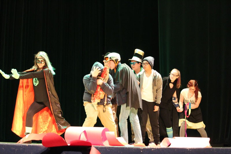 Members of the R.D. Parker Collegiate Grade 10 drama class perform their original play titled Of Her