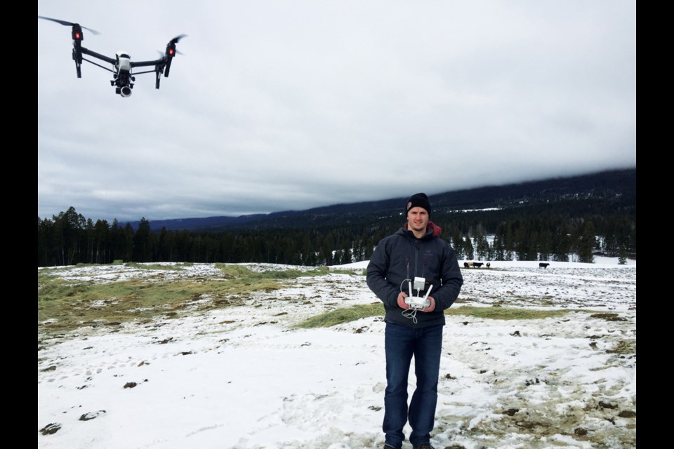 Student Chris Solecki pilots one of the school’s drones.