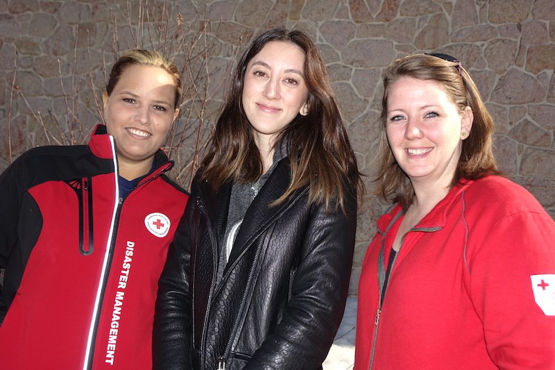 From left to right, Cailin Hodder, Alison Everitt and Jessie Horodecki of the Canadian Red Cross say