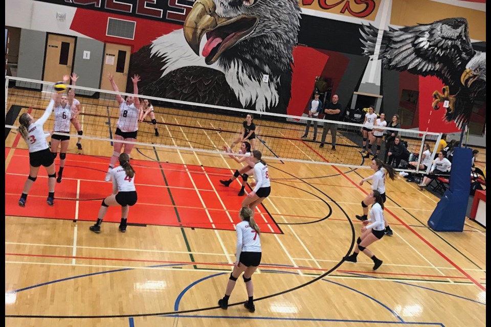 At a 17/18 tournament in Weyburn April 21, Club West attacking.