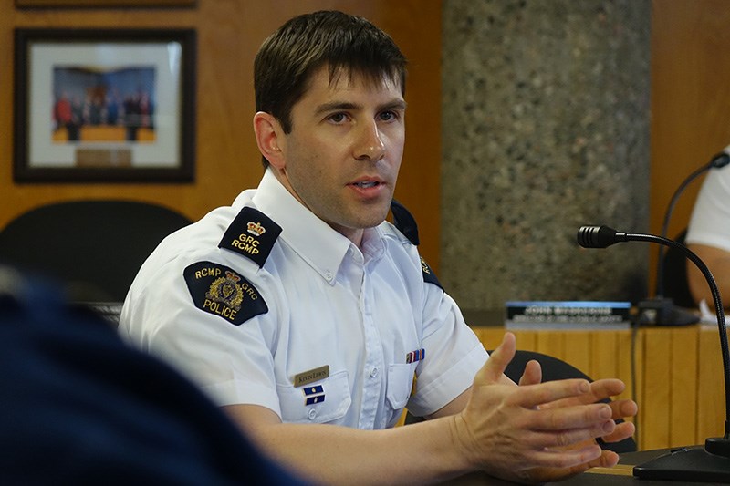 Thompson RCMP detachment commanding officer Insp. Kevin Lewis addresses council at their May 22 meet