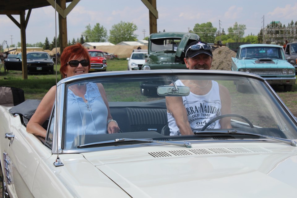 Norine and Rick Schreiner of the Kenosee Cornerstone Cruisers drove their ’66 Ford Mustang to last Sunday’s car show in Elkhorn.