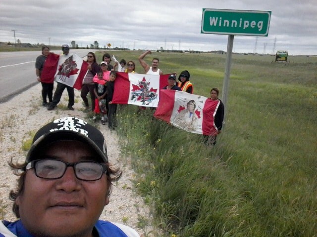David Bighetty snapped a selfie with his entourage July 31, just as they crossed over into Winnipeg