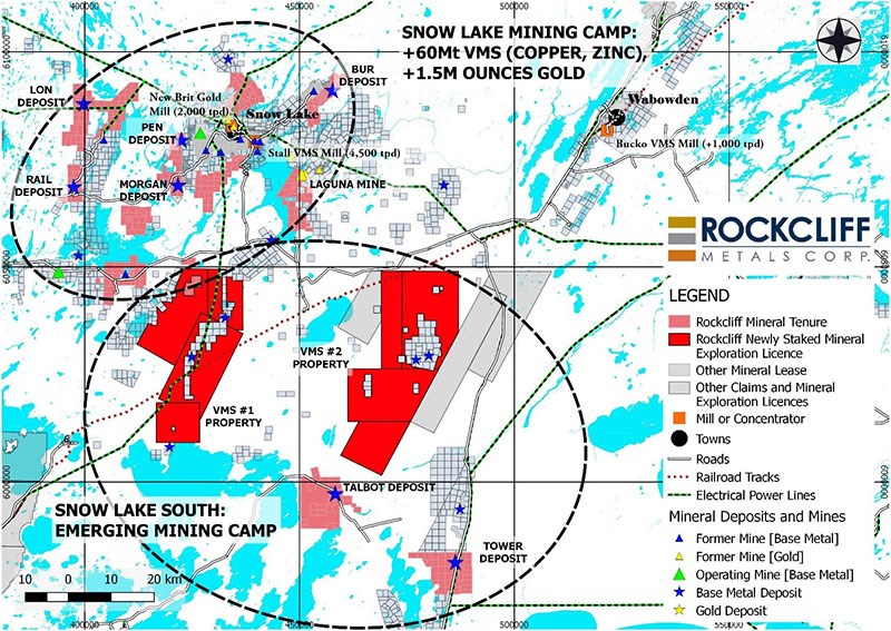 A map of Rockcliff’s Snow Lake area land holdings.
