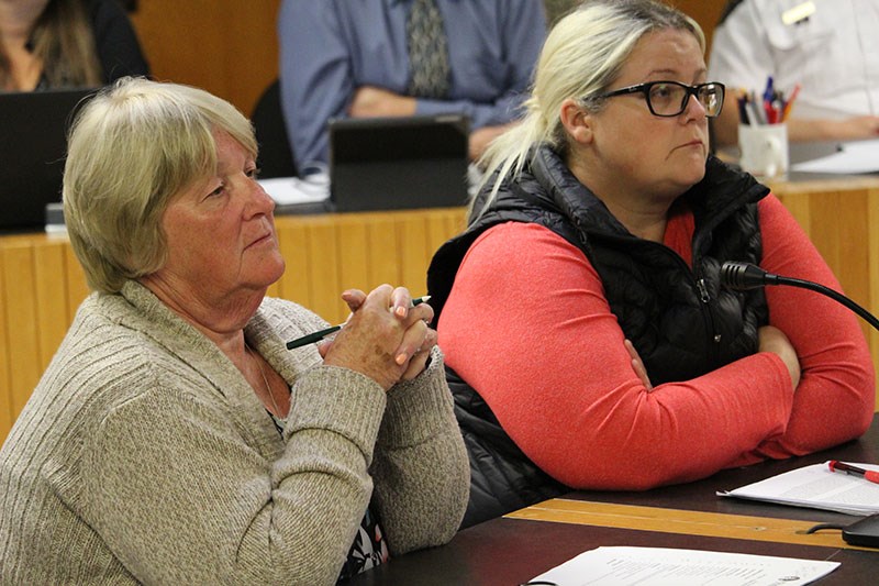 Geri Dixon (left) and her daughter Alicia Bedford (right) asked Thompson city council Sept. 17 why l