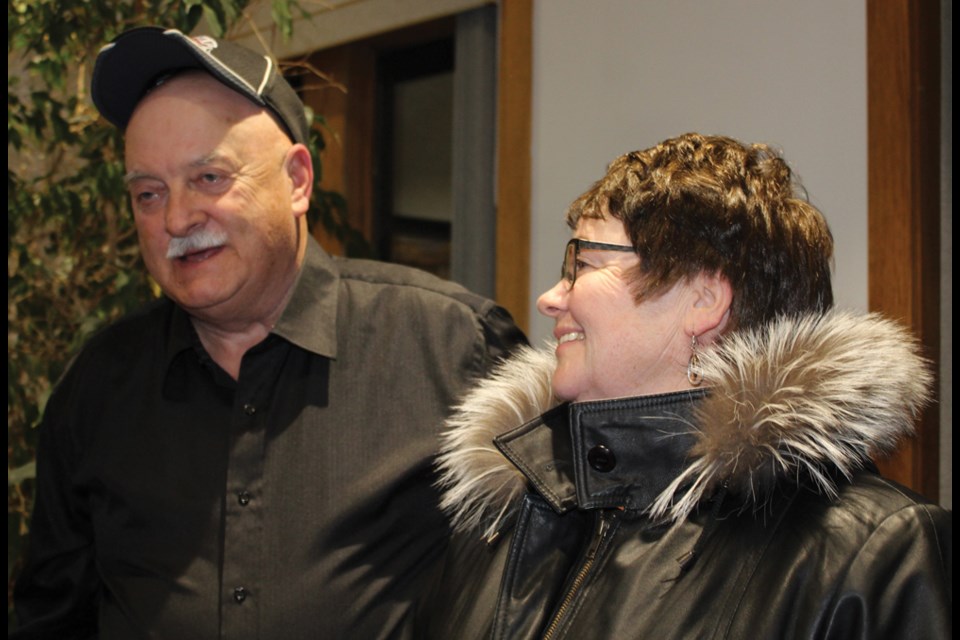 Murray Wright, a little tired after a three-hour wait for election results Wednesday evening, and his wife Sandra moments after learning he will be Virden’s new mayor. See inside for other election results across southwest Manitoba.