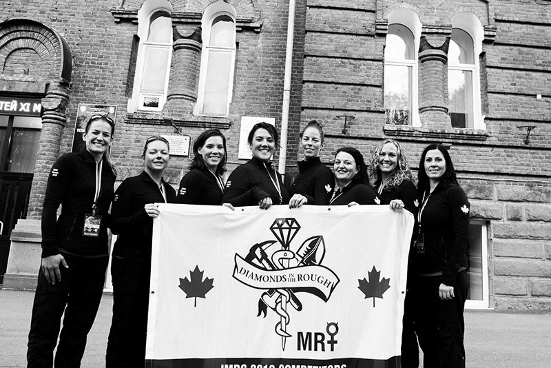 Canada’s historic all-female mine rescue team in Russia. From left to right, Fanny Laporte, Jennifer