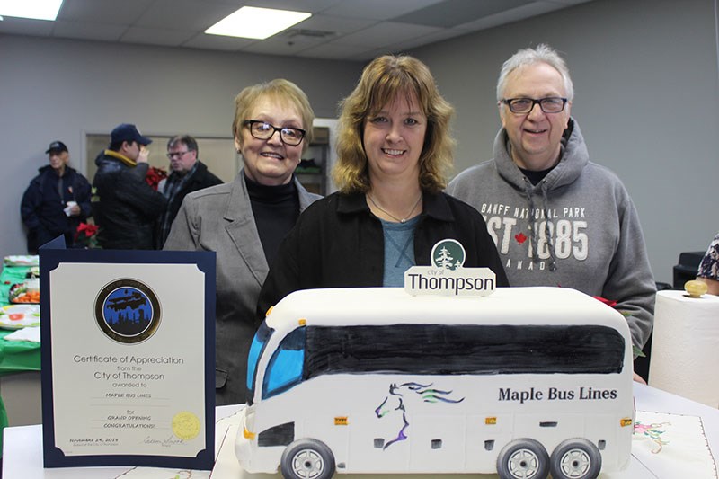 Maple Bus Lines operations manager Lona Barnowich, owner Lori Mann and driver Wendell Fitzpatrick