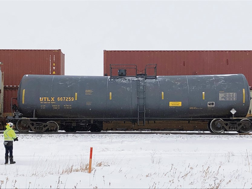An environmental team responded to check out a minor derailment of a tanker on CN line, Feb 4, around 11:30 a.m. Traffic on Hwy 24 had to be re-routed.
