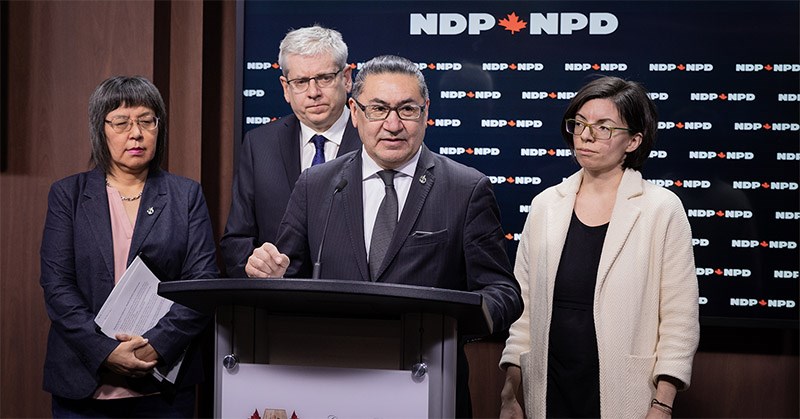 NDP MPs Georgina Jolibois, Charlie Angus, Romeo Saganash and Niki Ashton held a press conference Jan