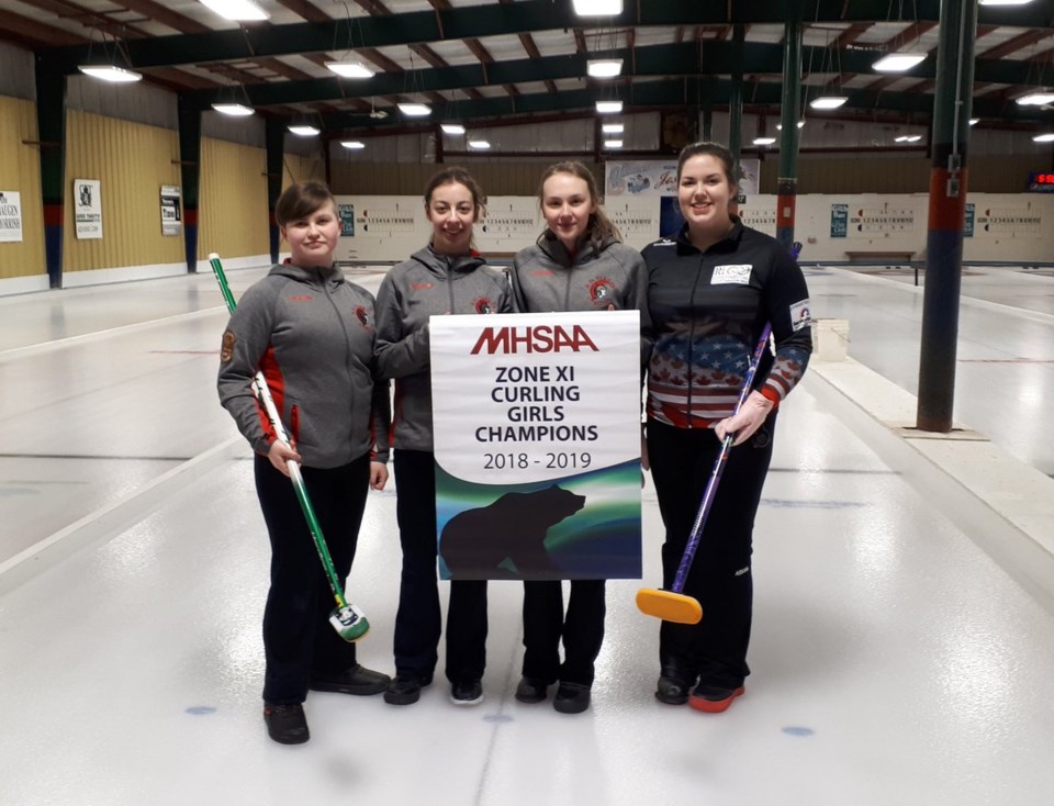R.D. Parker Collegiate’s girls’ curling team won the Zone 11 banner for the second year in a row in