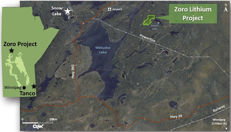 Far’s Zoro Property and its proximity to Snow Lake.