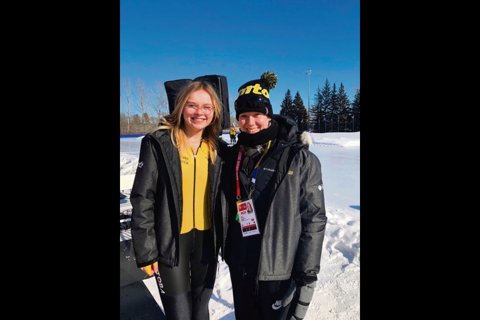 Virden speed skater Kennedy Charles with her role model, Cindy Klassen, at the Canada Winter Games in Calgary last week.