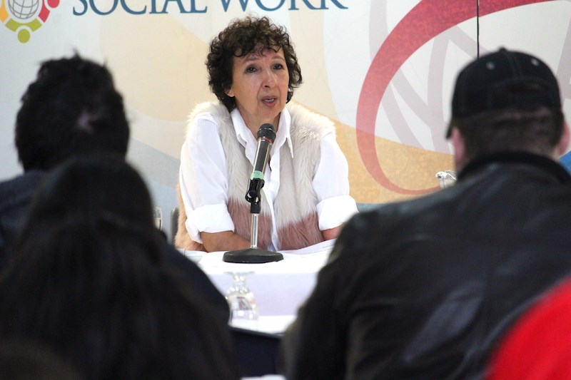 Author Frances Mae Sinclair-Kaspick answers questions about her memoir The Mountain Within at the Ma-Mow-We-Tak Friendship Centre on March 20. The official book launch for her memoir took place in Winnipeg last December.