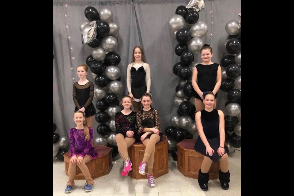 Skate Thompson skaters who competed at Stony on Ice in Stony Mountain included Sydney Power, Jenna Shier and Charly Boychuk in the back row as well as Kaitlyn Krentz, Elizabeth Phillips, Ava White and Bridgette Caddy in the front.