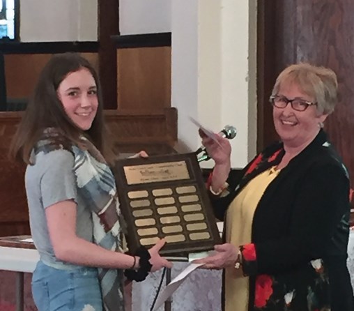 Heidi Clark of Isabella receives awards for her vocal performances, presented by Co-President of BRFA Festival Linda Clark (Heidi’s proud grandmother), at Hamiota United Church, Sunday, March 10.