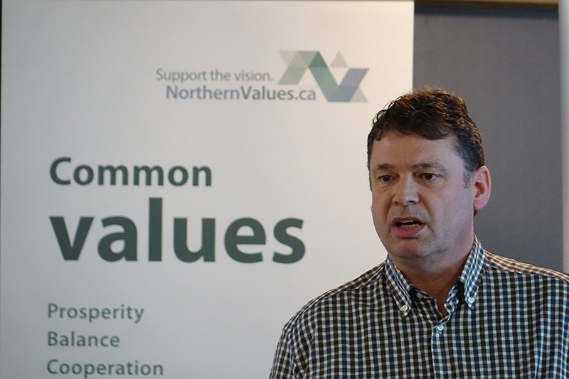 Community Futures North Central Development manager and former Thompson mayor Tim Johnston spoke to the Thompson Chamber of Commerce about the Northern Values initiative April 17.