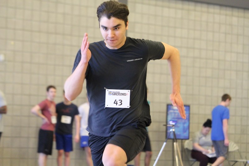 Every participant in the RBC Training Ground event in Thompson April 27 tested their athletic ability in four different areas: 30-metre sprints, vertical jumps, isometric mid-thigh pulls and shuttle runs.