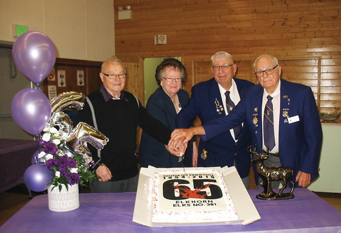 Four long-term service members of the Elkhorn Elks #381; (l-r) Gerry Gatey, Rosie Bartley, Bob Thomson and Hartley Opper as the Elkhorn Elks celebrate 65 years of serving Elkhorn and area.