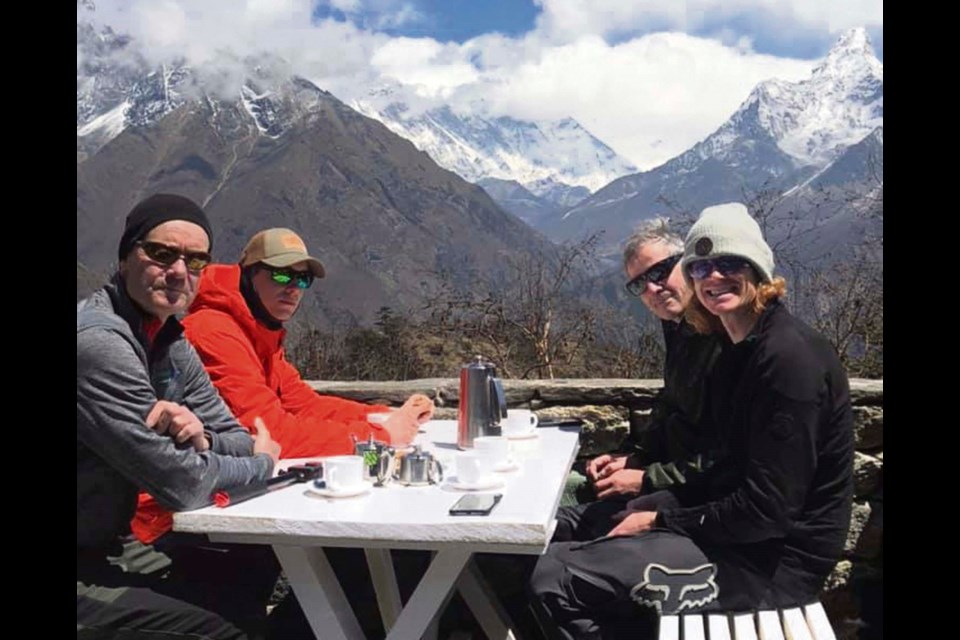 Virden trekkers at The Everest Lookout Hotel: (l-r) Warren Polk, Zach Polk, Karl De Paepe and Brent Day.
