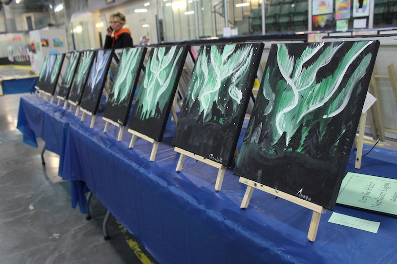 Mervat Yehia’s Grade 8 class from École Riverside School submitted a series of acrylic paintings of the northern lights for the 53rd Thompson Festival of the Arts.