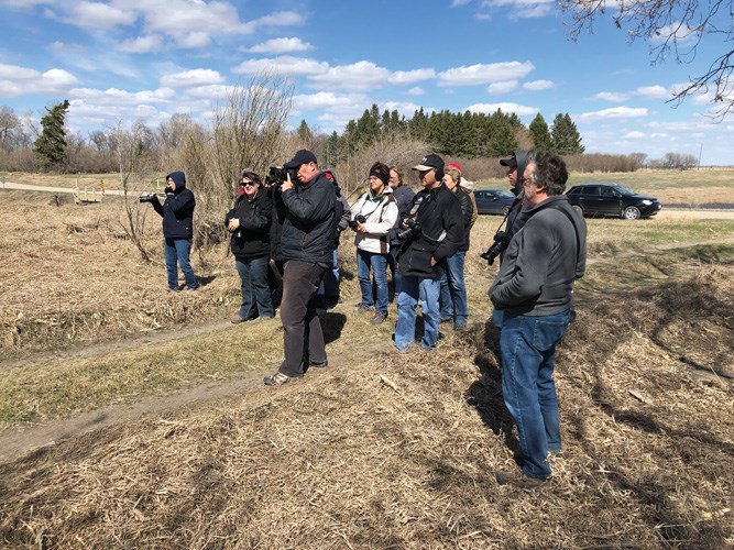 Gordon Goldsborough used a drone to capture a "selfie" of the photography workshop participants on Saturday, May 4 on tour in southwest Manitoba.