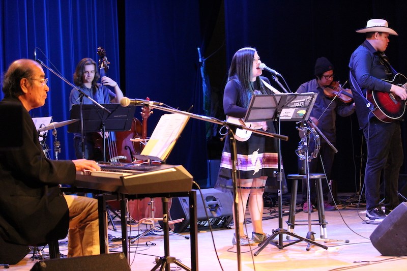 Tomson Highway (far left) and his band debuted Lynx Lamour Goes to Nashville in Thompson June 6 at the Letkemann Theatre.