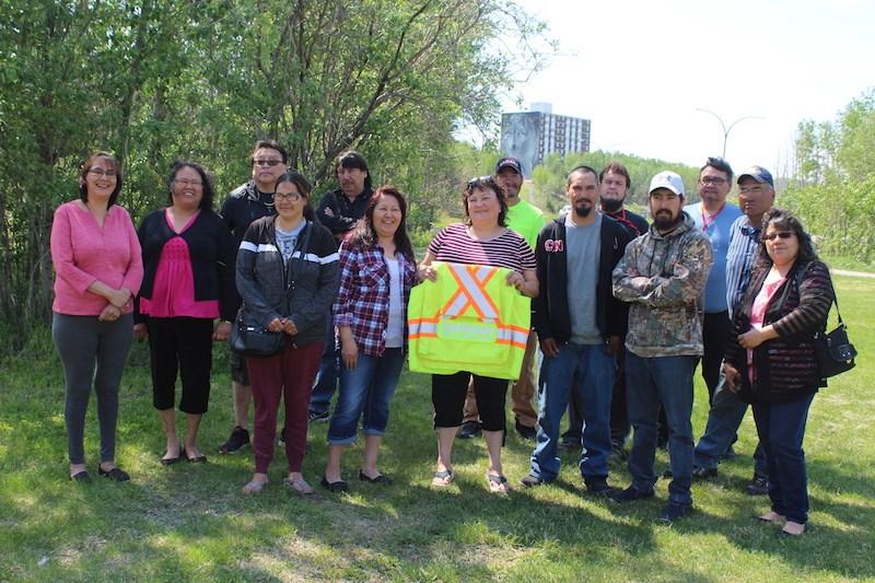 Participants of the Keewatin Tribal Council’s inaugural ground search and rescue course pose for a group photo outside the Ma-Mow-We-Tak-Friendship Centre in Thompson June 20.