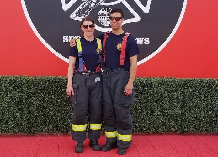 Dee-Anne Seward (left) and Nathan Preyma (right) of Thompson Fire & Emergency Services competed in this year’s FireFit Southern Prairie Regionals, which took place June 8-9 in Calgary.